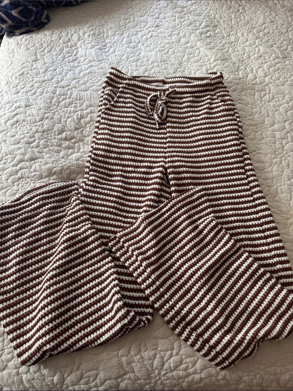SHEIN Brown and White Striped Knit Pants